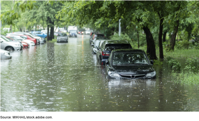 Flooded street with cars