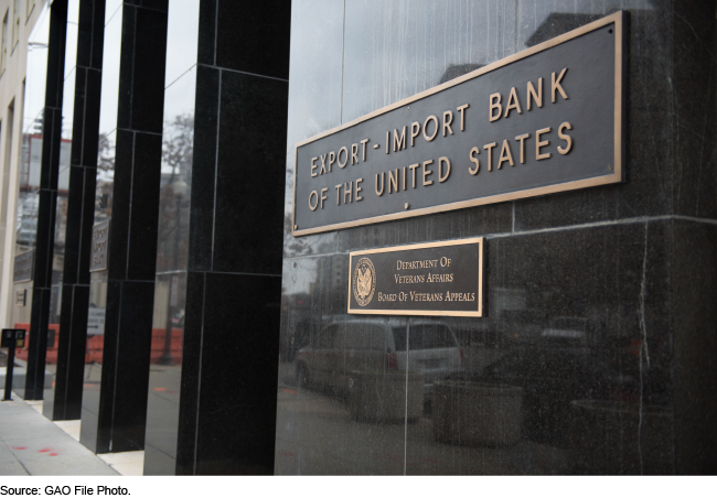 The outside of the Export-Import Bank of the United States, and it's building sign.