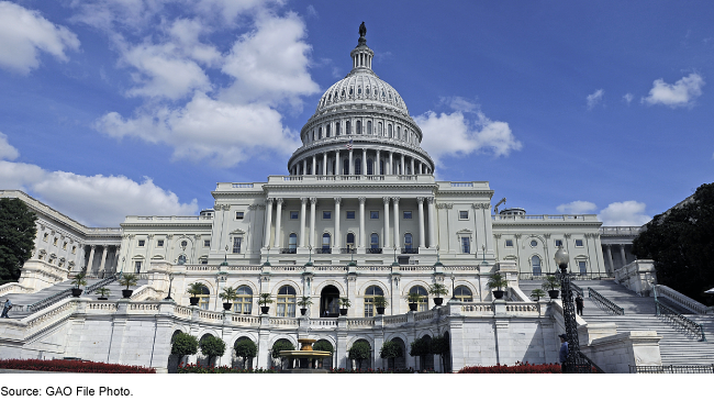 Photo of the U.S. Capitol building on a sunny day. 