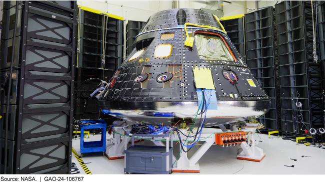 close up of NASA's Orion rocket inside 