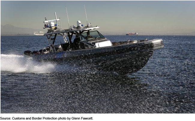 A motorized boat sailing in the ocean