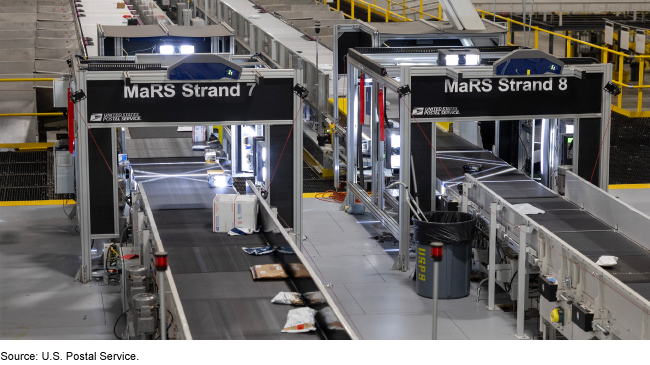 Package Sorting at a U.S. Postal Service Processing Facility