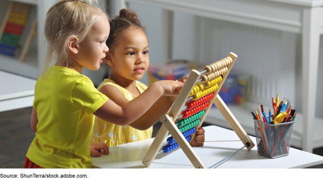 Two children playing a game