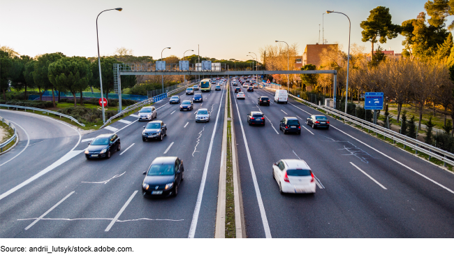 cars on a divided highway