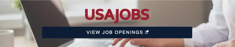 USAJOBS logo over an image of a man on a computer
