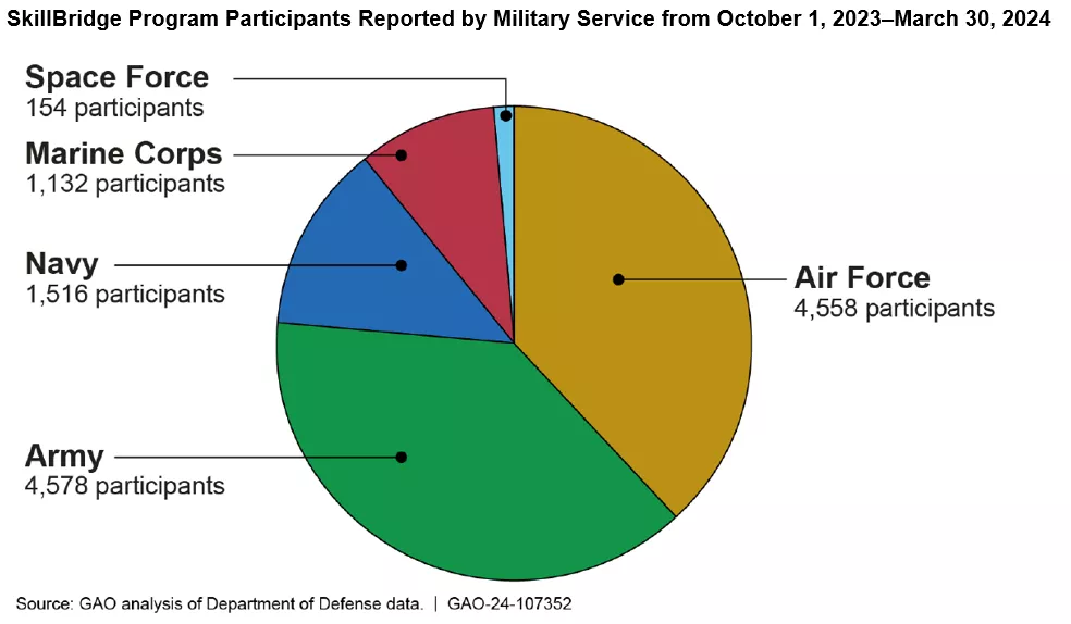 Pie chart showing participation in the SkillBridge program in 2024.