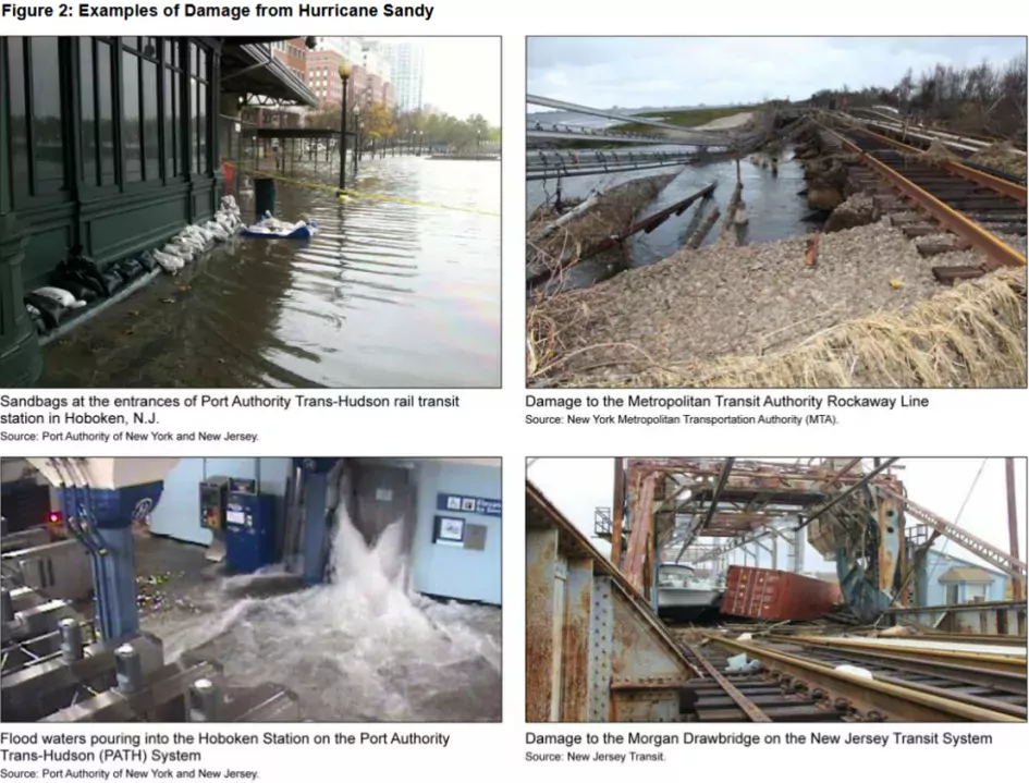 Four different images of hurricane damage