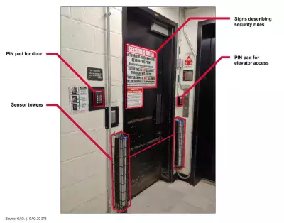 photo showing access control technologies on a door at an aiport