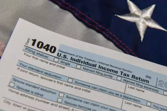 Photo of a 1040 tax form used for reporting income